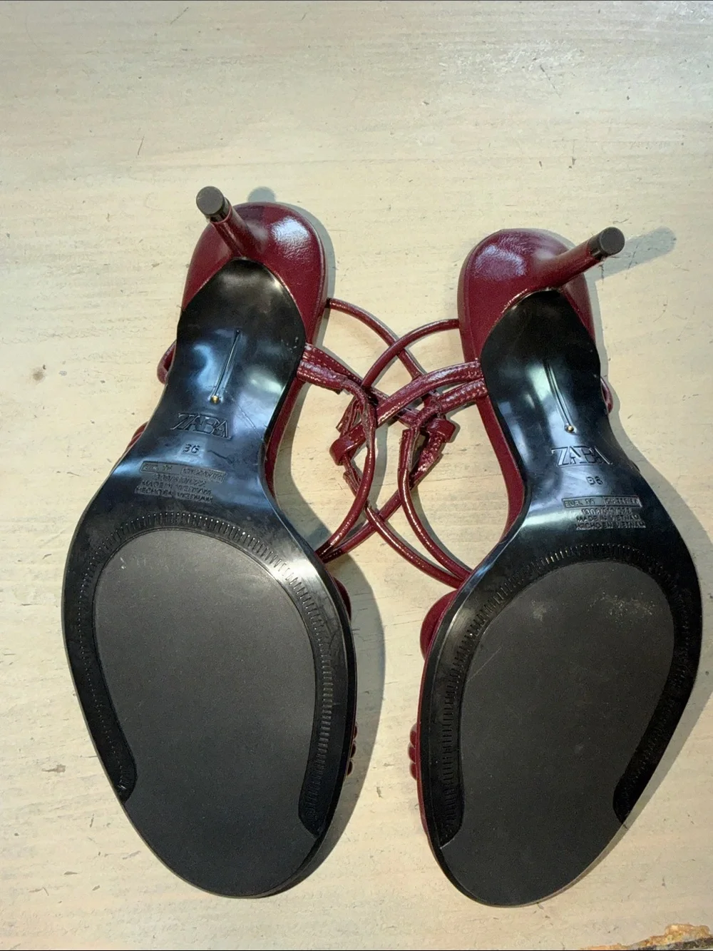 Zara Leather Strappy Heel Sandals Size 36